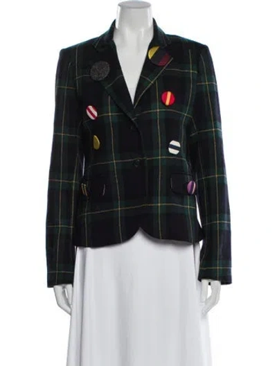 Pre-owned Libertine Plaid Print Blazer In Green