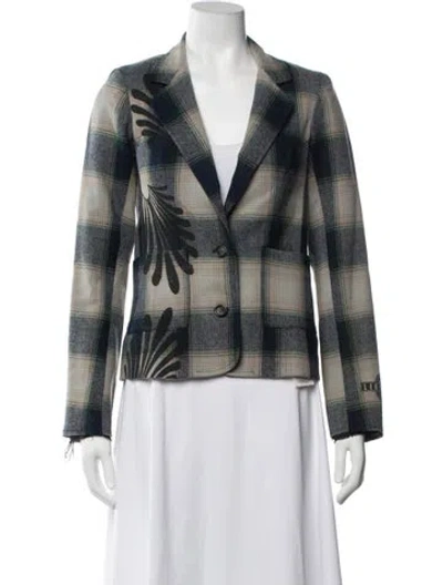 Pre-owned Libertine Plaid Print Blazer In Green