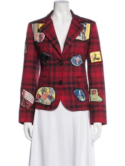 Pre-owned Libertine Plaid Print Blazer In Red