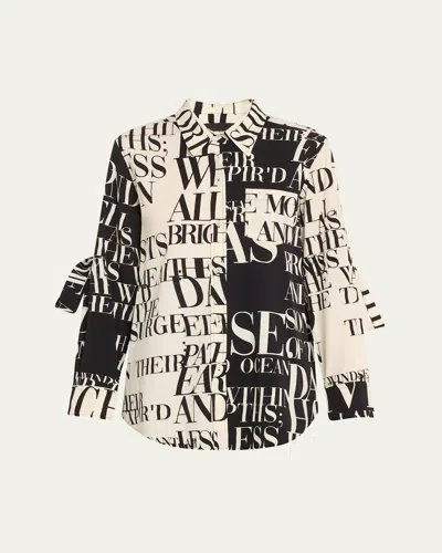 Libertine Poem Colorblock Classic Shirt With Ties In Blkcr