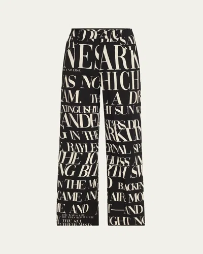 Libertine Poeme Noir Cropped Wide Leg Wool Pants In Blkcr