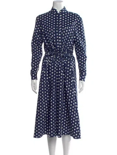 Pre-owned Libertine Polka Dot Print Midi Length Dress In Blue