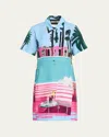Libertine Poolside Preppy Short-sleeve Mini Polo Dress In Multi