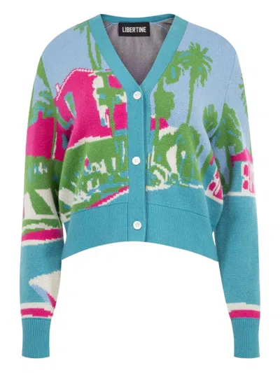 Libertine Poolside Tropical-jacquard Button-up Cardigan