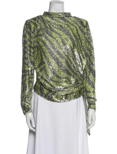 Pre-owned Libertine Printed Mock Neck Blouse In White