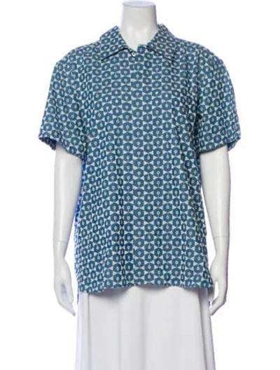 Pre-owned Libertine Printed Short Sleeve Polo In Blue