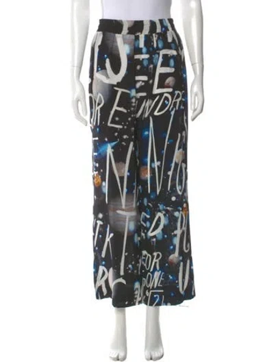 Pre-owned Libertine Printed Straight Leg Pants In Black