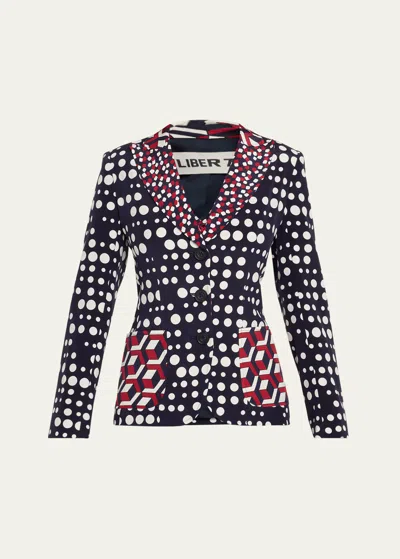 Libertine Red White And Blue Mash Up Blazer Jacket In Rdwhnv