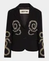 Libertine Reptilian Single-breasted Short Blazer In Black