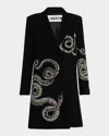 Libertine Reptillian Double-breasted Long Coat In Black