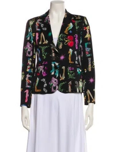 Pre-owned Libertine Silk Floral Print Blazer In Black