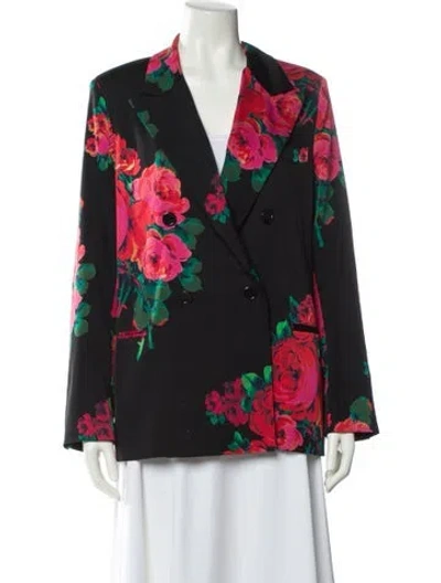 Pre-owned Libertine Silk Floral Print Blazer In Black