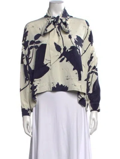 Pre-owned Libertine Silk Floral Print Blouse In Blue/neutrals
