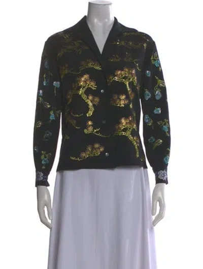 Pre-owned Libertine Silk Floral Print Blouse In Gray