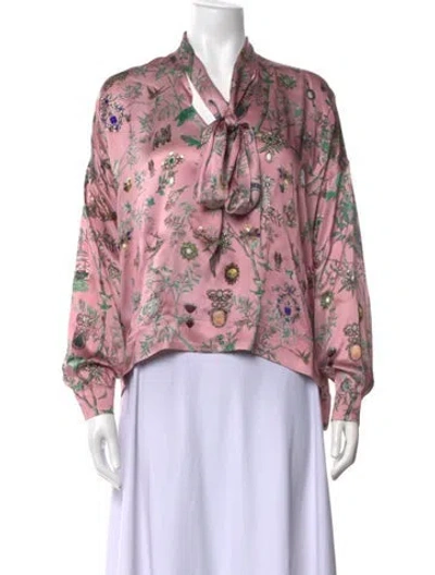 Pre-owned Libertine Silk Floral Print Blouse In Pink