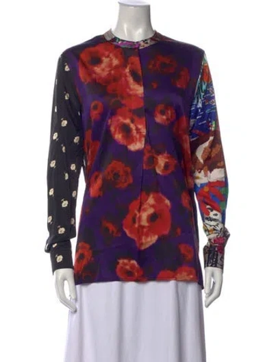 Pre-owned Libertine Silk Floral Print Blouse In Purple