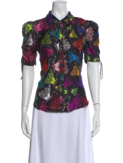 Pre-owned Libertine Silk Floral Print Button-up Top In Multi