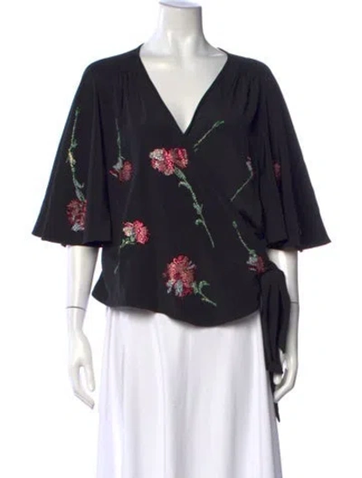 Pre-owned Libertine Silk Floral Print Top W/ Tags In Black