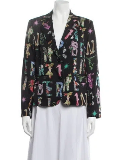 Pre-owned Libertine Silk Graphic Print Blazer In Black