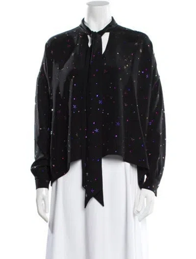 Pre-owned Libertine Silk Graphic Print Blouse In Black