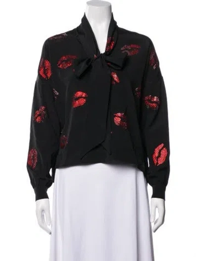 Pre-owned Libertine Silk Graphic Print Blouse In Black