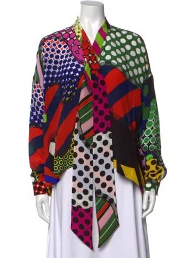 Pre-owned Libertine Silk Graphic Print Blouse In Multicolor