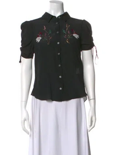 Pre-owned Libertine Silk Graphic Print Top In Black