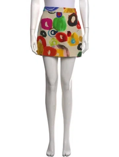 Pre-owned Libertine Silk Mini Skirt In Neutrals/red