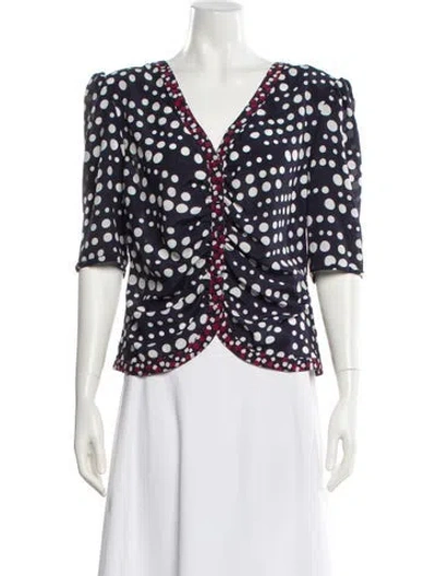 Pre-owned Libertine Silk Polka Dot Print Top In Blue