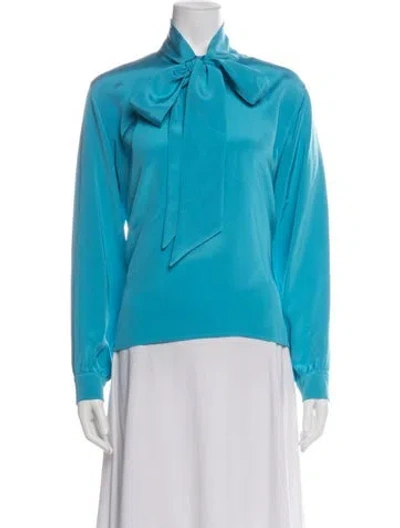 Pre-owned Libertine Silk Tie Neck Blouse In Blue