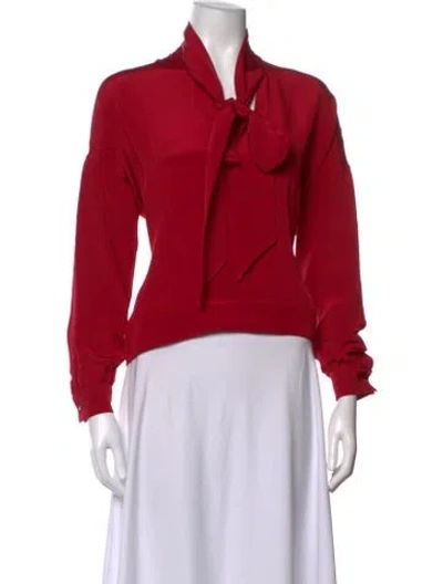 Pre-owned Libertine Silk Tie Neck Blouse In Red