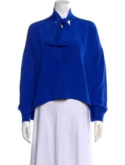 Pre-owned Libertine Silk Tie Neck Top In Blue