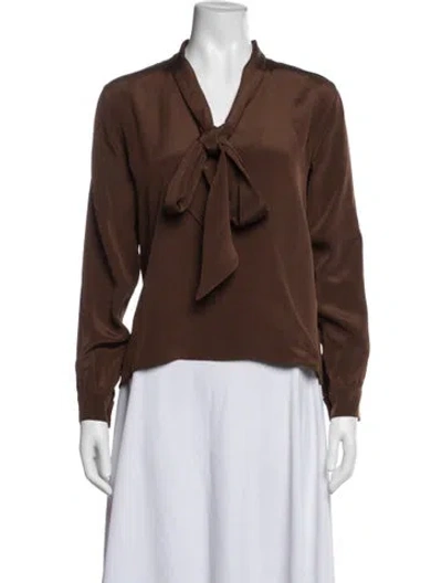 Pre-owned Libertine Silk Tie Neck Top In Brown