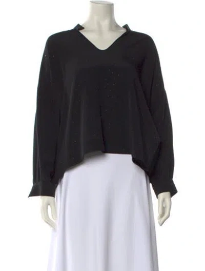 Pre-owned Libertine Silk V-neck Crop Top In Black