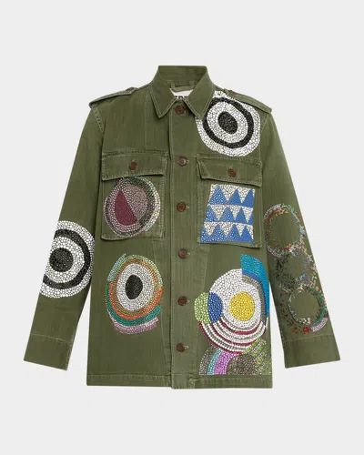 Libertine Sonia Crystal Utility Jacket In Green