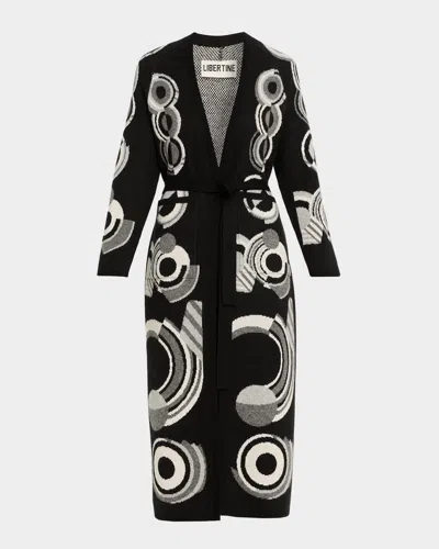 Libertine Sonia Long Belted Cashmere Cardigan In Black