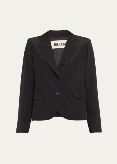 Libertine Stardust Crystal Silk Short Blazer In Black