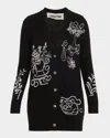 Libertine Still Life Crystal Cashmere Cardigan In Black