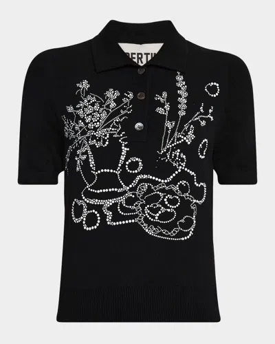 Libertine Still Life Embellished Cashmere Polo Sweater