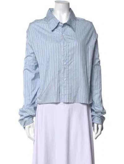 Pre-owned Libertine Striped Long Sleeve Button-up Top In Blue