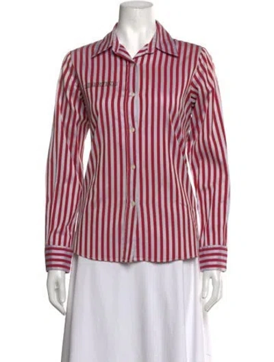 Pre-owned Libertine Striped Long Sleeve Button-up Top In Red