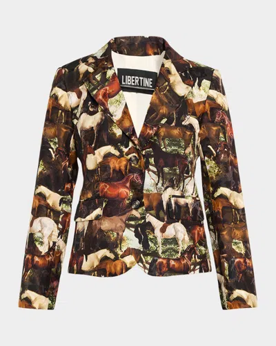 Libertine Take The Reins Silk Single-breasted Jacket In Multi