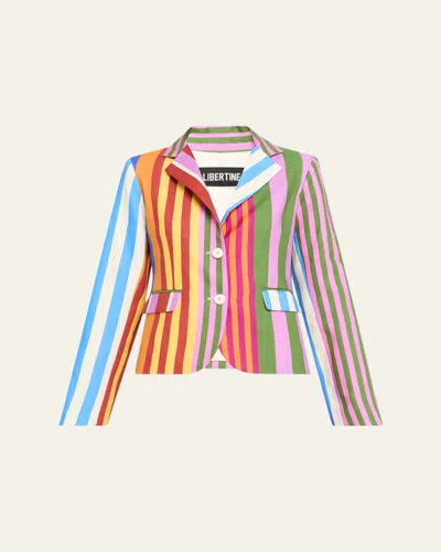 Libertine Tangier Stripe Linen Classic Jacket In Multi