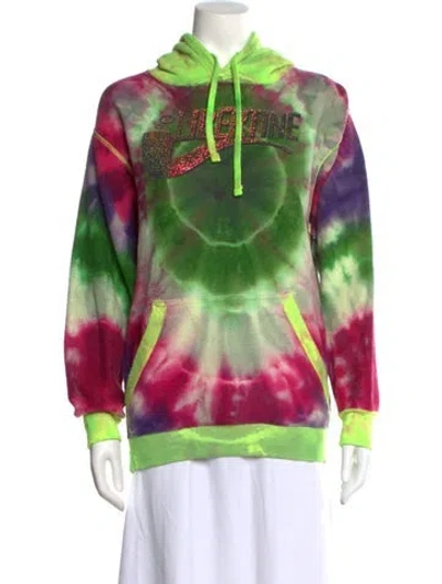 Pre-owned Libertine Tie-dye Print Crew Neck Hoodie In Green