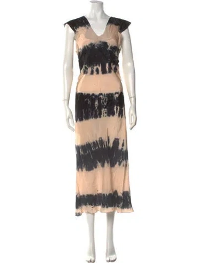 Pre-owned Libertine Tie-dye Print Long Dress In Neutral