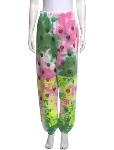 Pre-owned Libertine Tie-dye Print Straight Leg Pants In Green/pink