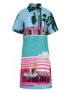 Libertine Poolside Preppy Short-sleeve Mini Polo Dress In Blue