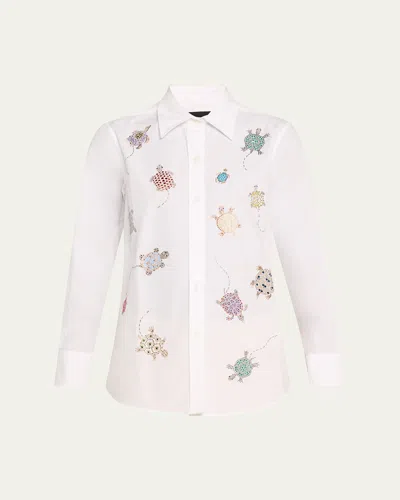 Libertine Turtle Time Embellished New Classic Shirt In White