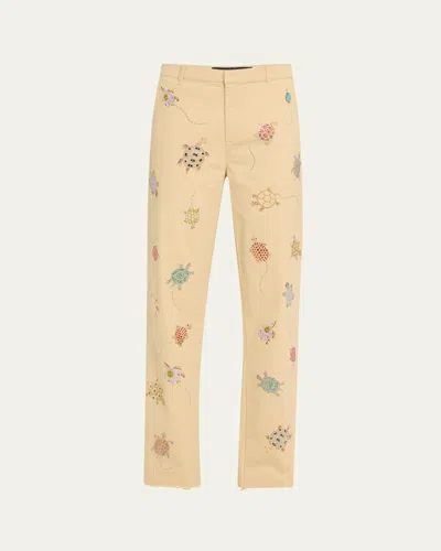 Libertine Turtle Time Straight-leg Ankle Chino Pants In Khaki