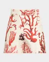 Libertine Venetian Coral High-rise Silk Shorts